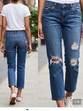 Rock & Republic Women’s Mid-Rise Distressed Blue Straight-Leg Jeans
